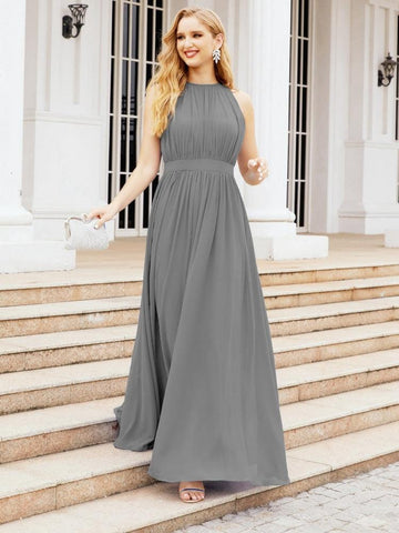 Numbersea Halter Bridesmaid Dress Empire Waist Formal Evening Prom Gown for Mother of The Bride 28030