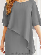 Vestido de festa formal comprido Numbersea com capa e folhos 28026 