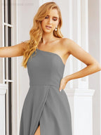 Vestidos de baile de cerimónia Numbersea para mulher com um ombro só e fenda lateral para madrinhas e madrinhas 28052 