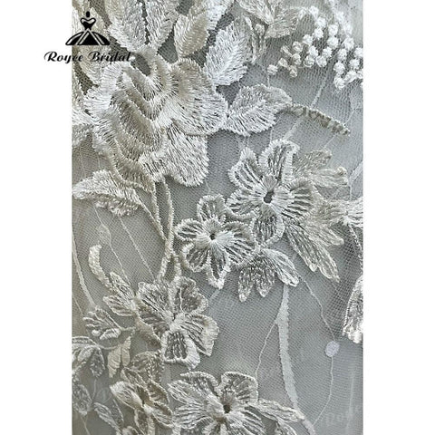 2025 Spitzenapplikationen A-Linie Boho Brautkleid mit V-Ausschnitt Open Back Brautkleider für Frauen Strand vestido invitada boda Vintage 
