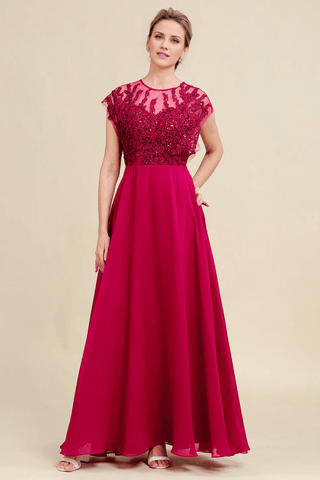 Kleid für die Brautmutter in A-Linie mit Perlenapplikationen
