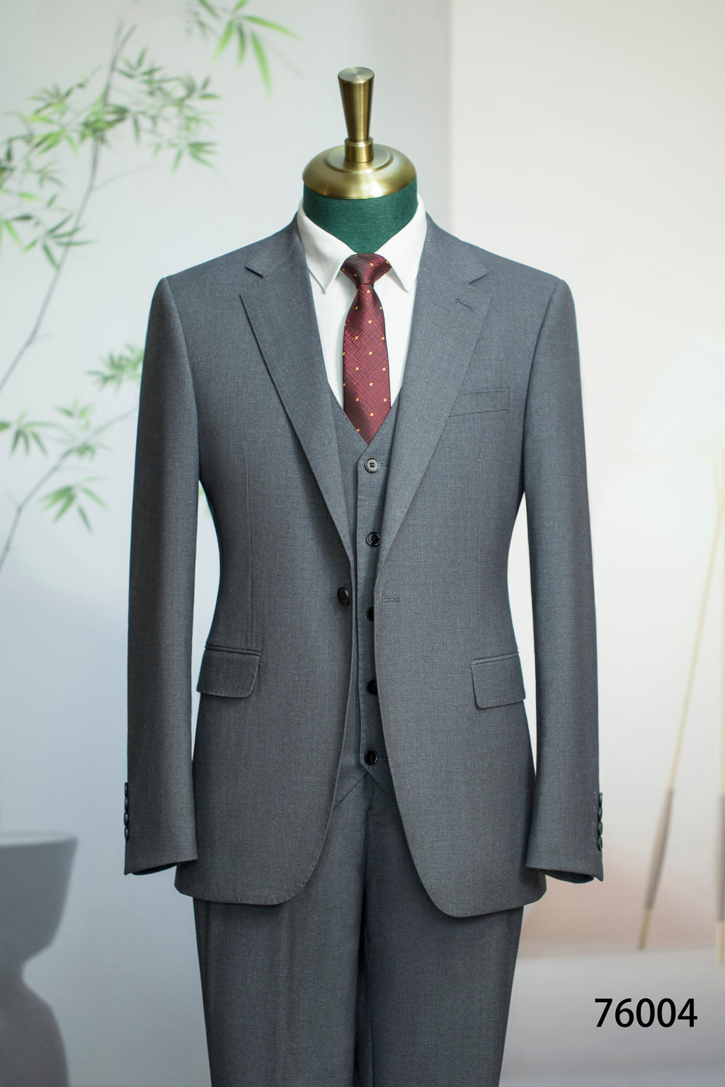 Three-Piece Solid Wool Wedding Suit | Classic Tailored Formal Groom Suit