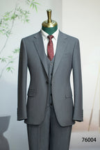 Three-Piece Solid Wool Wedding Suit | Classic Tailored Formal Groom Suit