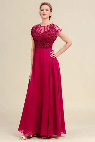 Kleid für die Brautmutter in A-Linie mit Perlenapplikationen