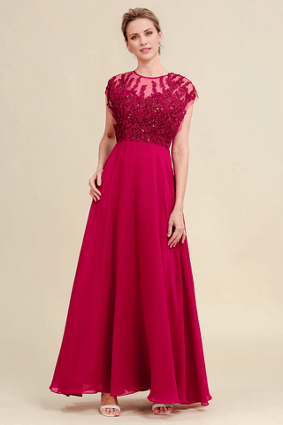 Kleid für die Brautmutter in A-Linie mit Perlenapplikationen