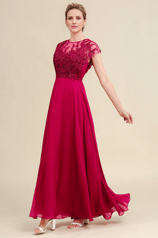 Kleid für die Brautmutter in A-Linie mit Perlenapplikationen