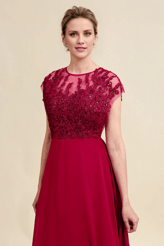 Kleid für die Brautmutter in A-Linie mit Perlenapplikationen