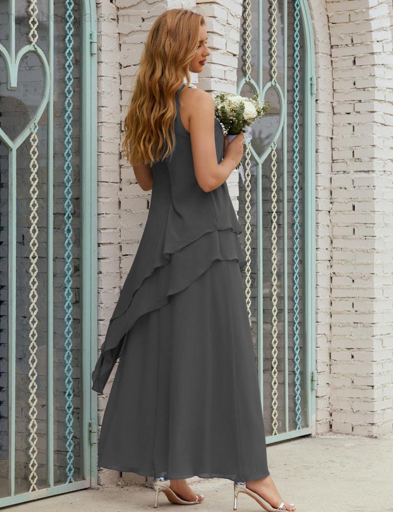 Vestidos longos de chiffon plus size para mãe da noiva, vestido formal de madrinha de casamento, 28019 