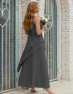 Vestidos longos de chiffon plus size para mãe da noiva, vestido formal de madrinha de casamento, 28019 