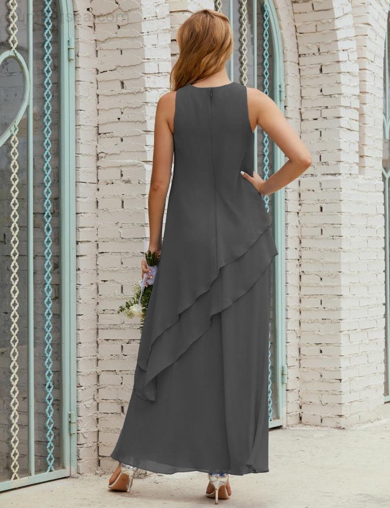 Vestidos longos de chiffon plus size para mãe da noiva, vestido formal de madrinha de casamento, 28019 