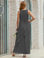 Vestidos longos de chiffon plus size para mãe da noiva, vestido formal de madrinha de casamento, 28019 