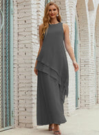 Vestidos longos de chiffon plus size para mãe da noiva, vestido formal de madrinha de casamento, 28019 