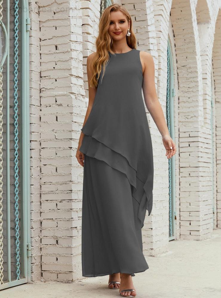 Vestidos longos de chiffon plus size para mãe da noiva, vestido formal de madrinha de casamento, 28019 