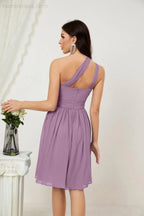 Vestido de dama de honor corto de chiffon de un hombro Numbersea para mujer Vestidos formales para fiesta y regreso a casa 2804