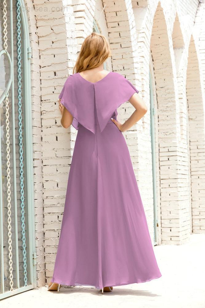 Numbersea  Mother of The Bride Dresses Plus Size V-Neck Floor Length Formal Prom Dress for Wedding Guest 28020