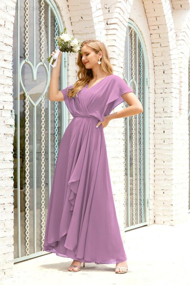 Numbersea  Mother of The Bride Dresses Plus Size V-Neck Floor Length Formal Prom Dress for Wedding Guest 28020