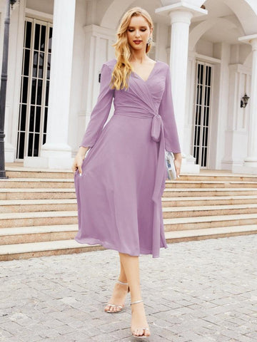 Brautjungfernkleid mit V-Rücken und Taillengürtel für die Mutter der Braut, Hochzeitsgast 28031 