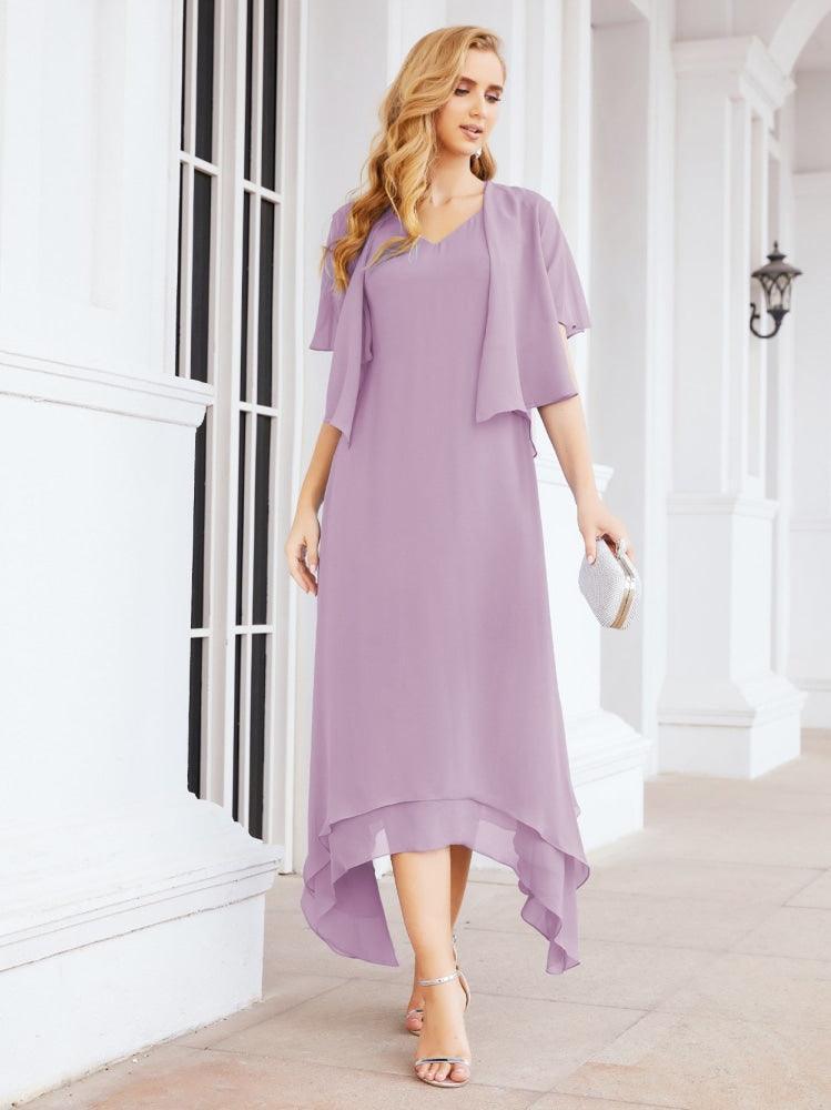 Vestido de festa formal para mãe da noiva, corte A, duas peças, Numbersea 28073 