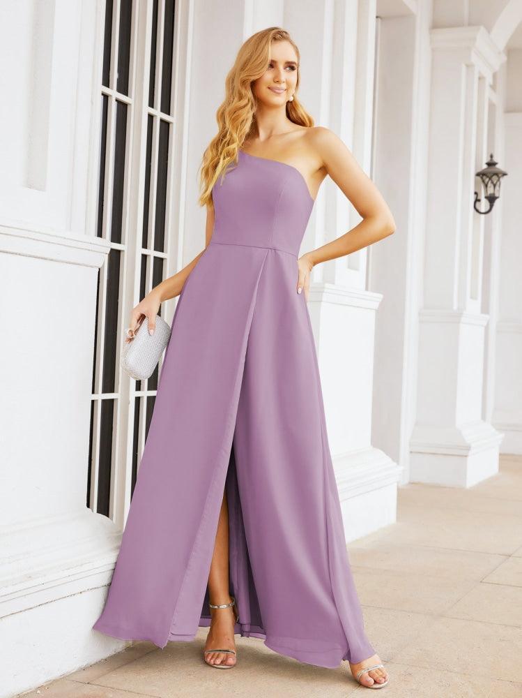 Vestidos de baile de cerimónia Numbersea para mulher com um ombro só e fenda lateral para madrinhas e madrinhas 28052 