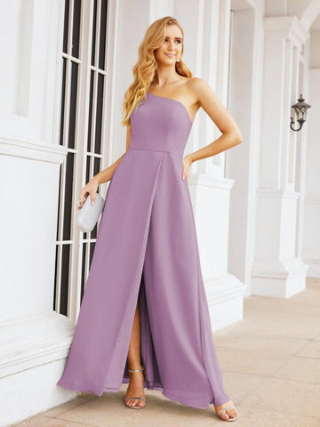 Numbersea Women's One Shoulder Formal Prom Gowns for Mother of The Bride Side Slit Bridesmaid Dresses 28052