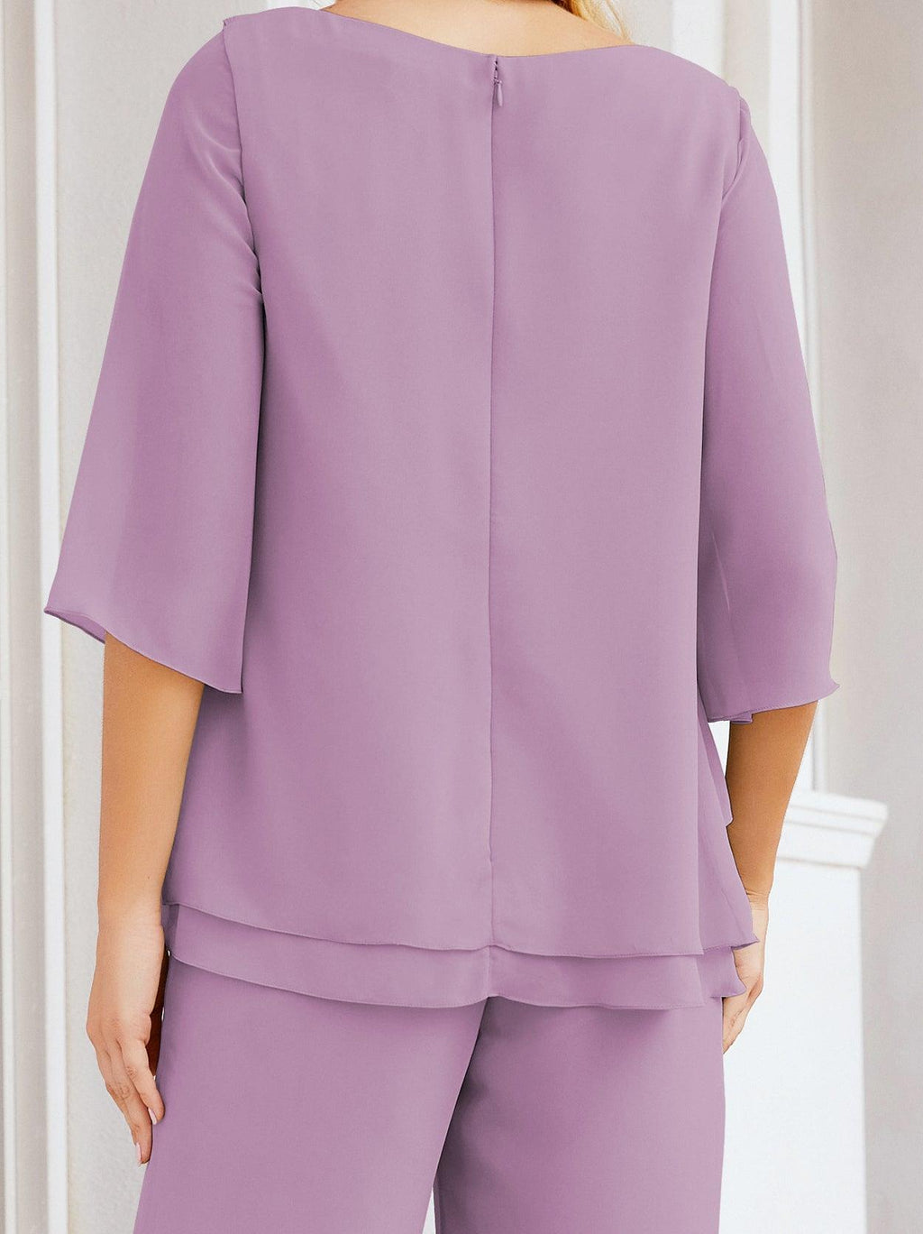 Vestido elegante de 2 peças para mãe da noiva Numbersea, tamanho grande, com folhos, camadas, roupão prateado 28064 