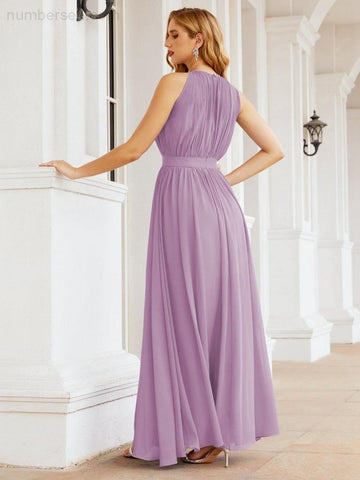Numbersea Halter Bridesmaid Dress Empire Waist Formal Evening Prom Gown for Mother of The Bride 28030