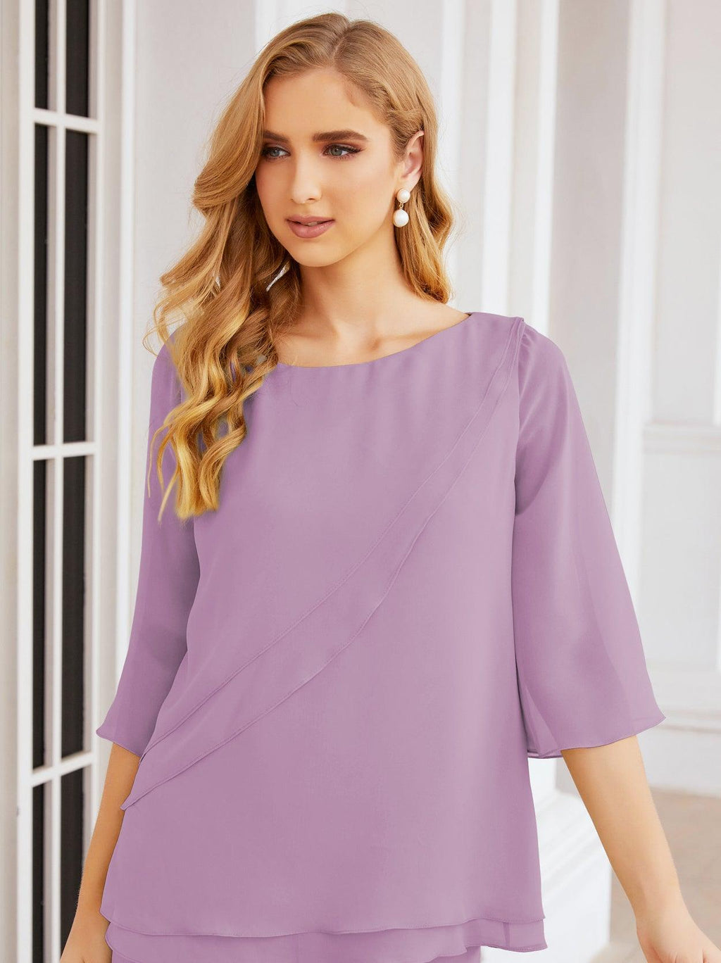 Vestido elegante de 2 peças para mãe da noiva Numbersea, tamanho grande, com folhos, camadas, roupão prateado 28064 