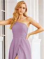 Vestidos de baile de cerimónia Numbersea para mulher com um ombro só e fenda lateral para madrinhas e madrinhas 28052 