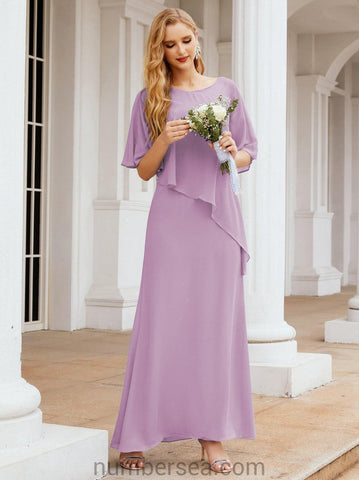 Numbersea Formal Party Gown Dress Long Mother of The Bride Dresses with Ruffle Cape 28026