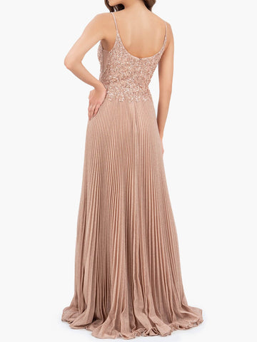 Elizabeth Rose Pink | A-line Floor Length Glitter Jersey Prom Dress with Appliques and Sequins