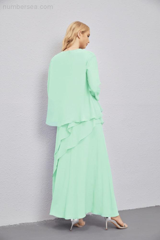 Mother of Bride Dresses with Open Front Lightweight Cardigan Formal Prom Gown  28081