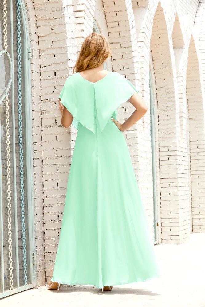 Numbersea  Mother of The Bride Dresses Plus Size V-Neck Floor Length Formal Prom Dress for Wedding Guest 28020