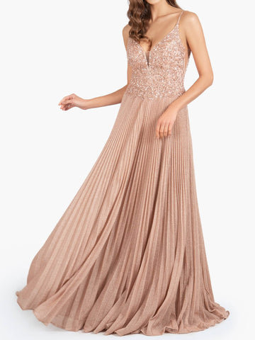 Elizabeth Rose Pink | A-line Floor Length Glitter Jersey Prom Dress with Appliques and Sequins