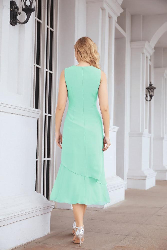 Vestido de festa formal para mãe da noiva, corte A, duas peças, Numbersea 28072 