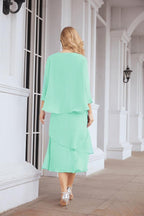 Vestido de festa formal para mãe da noiva, corte A, duas peças, Numbersea 28072 