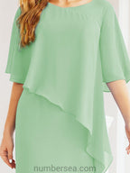 Vestido de festa formal comprido Numbersea com capa e folhos 28026 