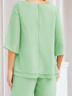 Vestido elegante de 2 peças para mãe da noiva Numbersea, tamanho grande, com folhos, camadas, roupão prateado 28064 