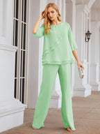 Vestido elegante de 2 peças para mãe da noiva Numbersea, tamanho grande, com folhos, camadas, roupão prateado 28064 