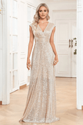 Abito da Sposa della Madre Champagne Brillante a Linea A Senza Maniche