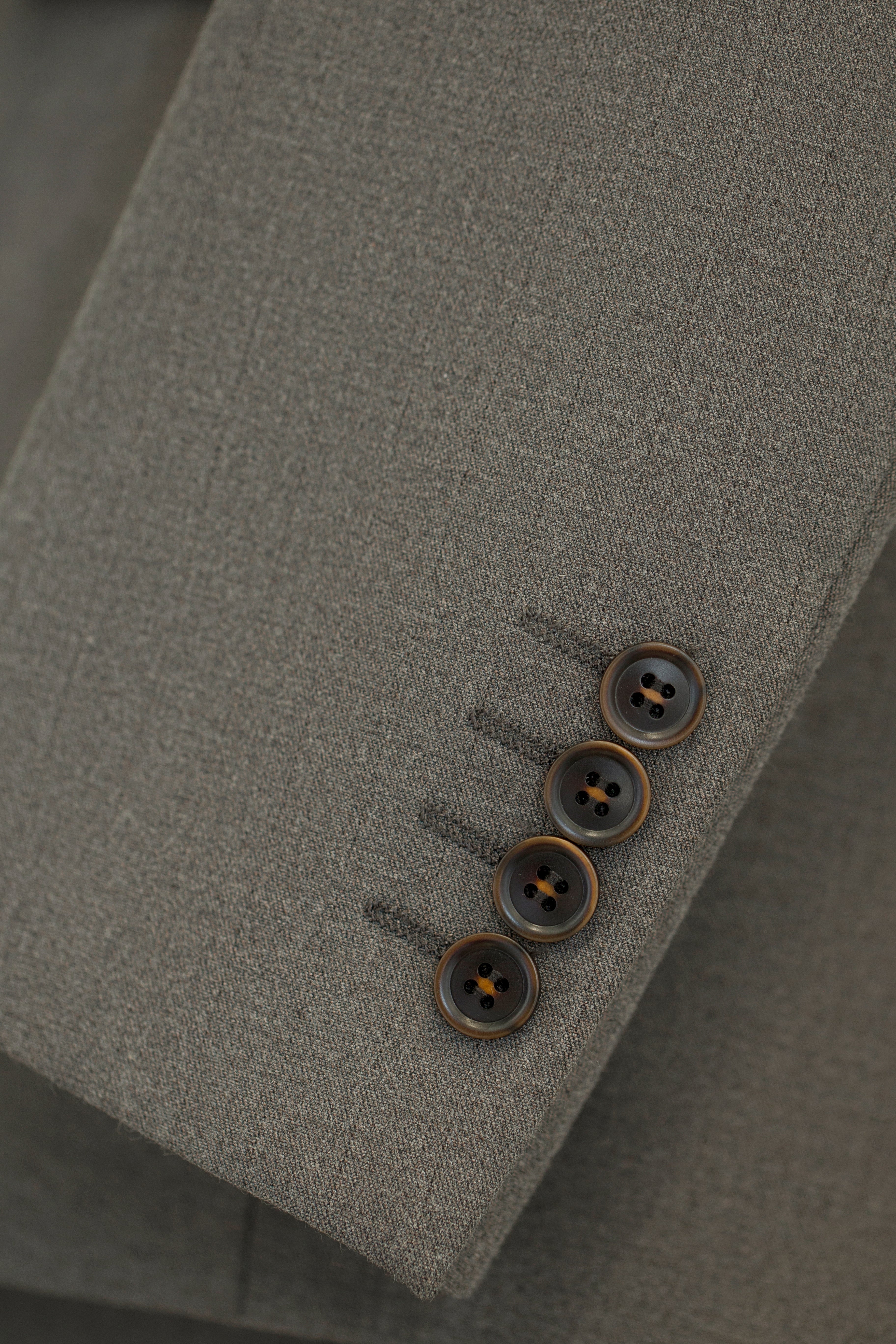 Three-Piece Solid Taupe Grey Wool Suit | Tailored Formal Groom & Business Suit