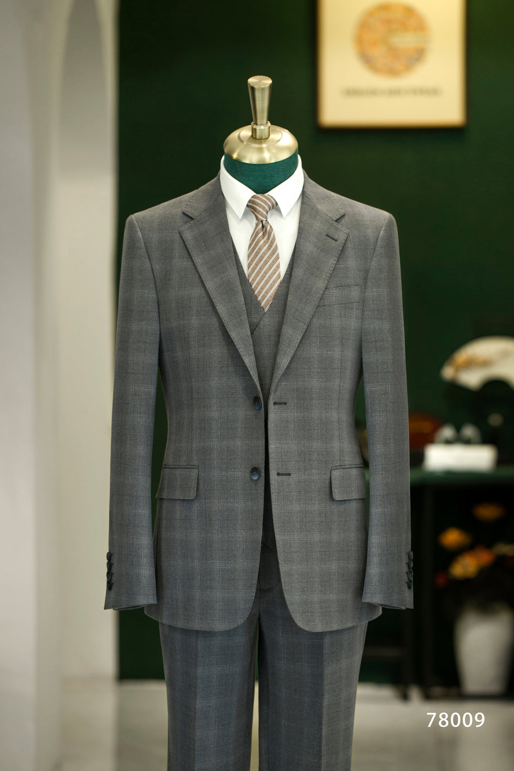 Three-Piece Solid Grey Wool Suit | Tailored Formal Groom & Business Suit