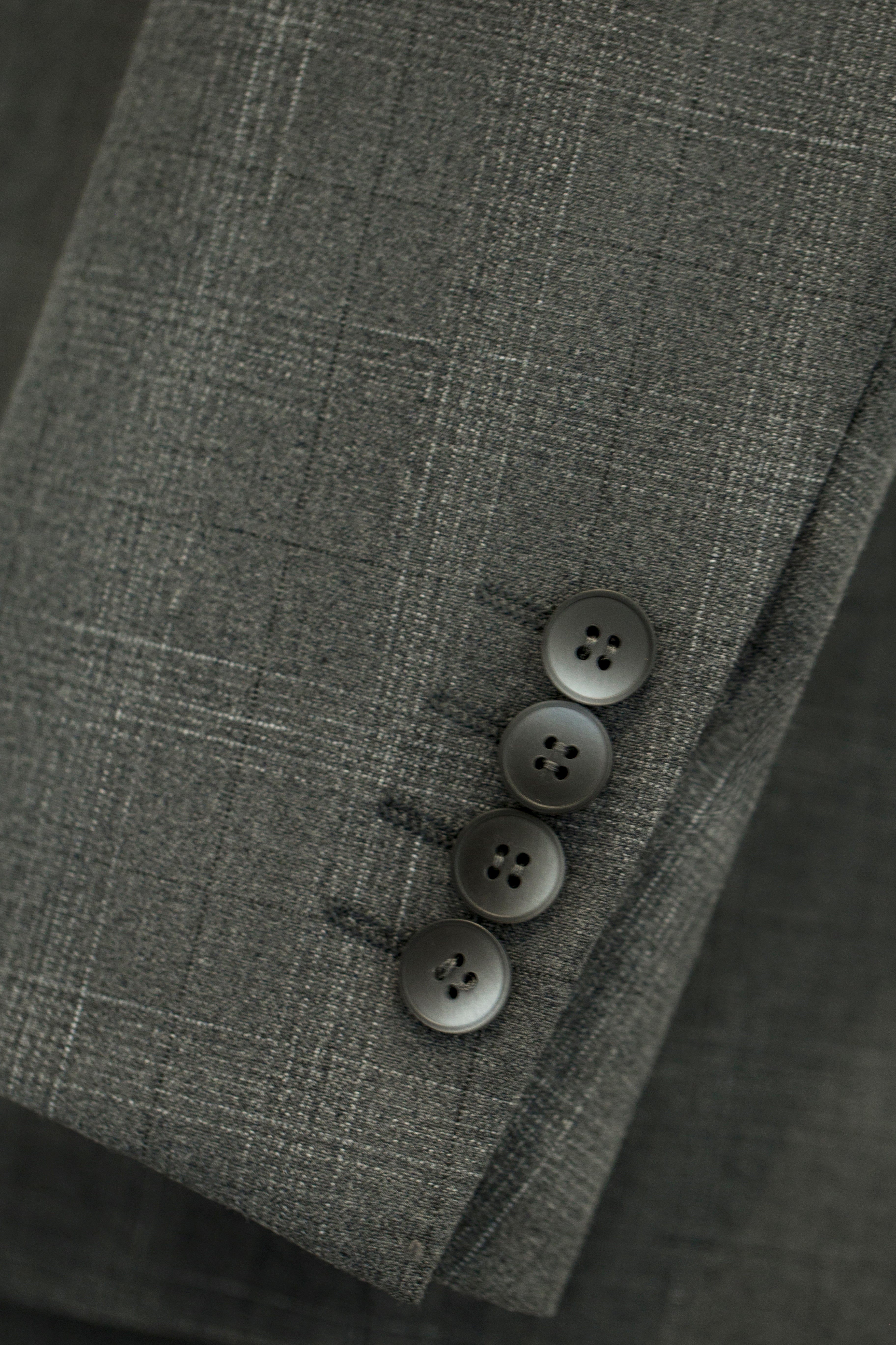 Three-Piece Solid Grey Wool Suit | Tailored Formal Groom & Business Suit