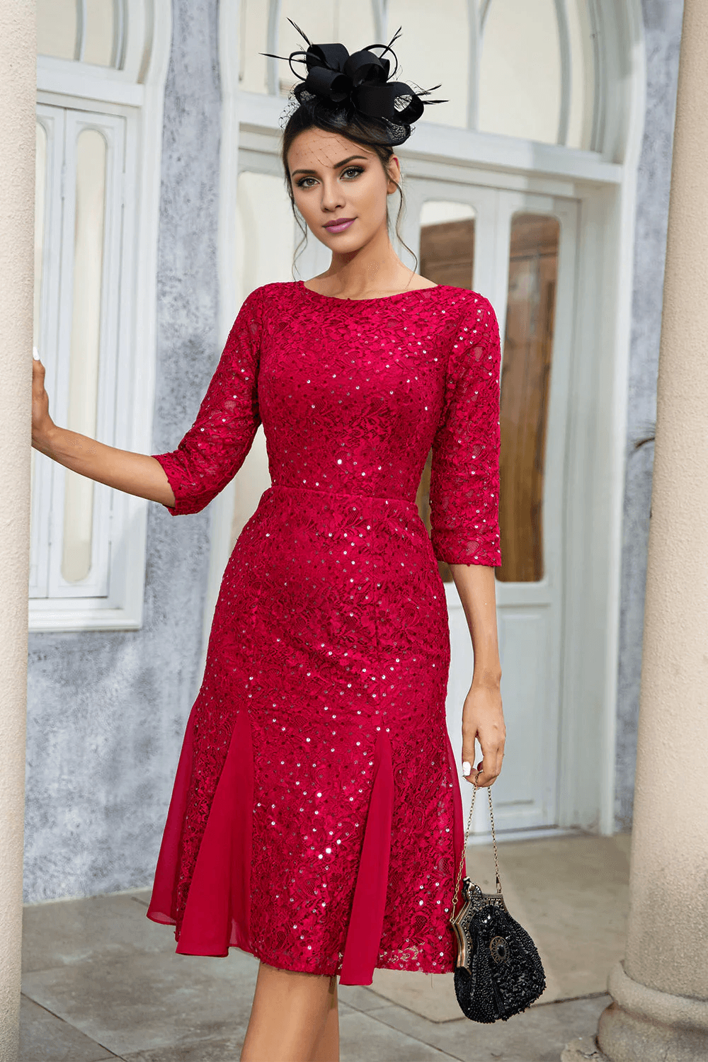 Mother of the Bride Dress Sheath Sparkly Sequin Lace