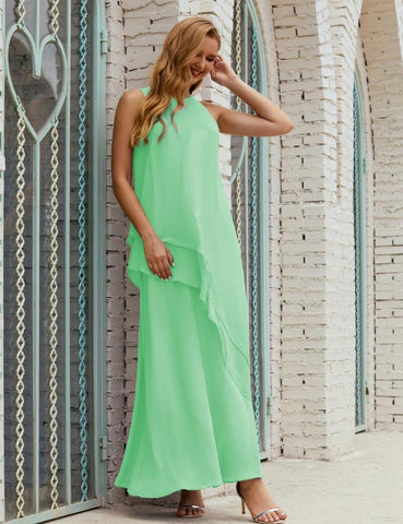 Vestidos longos de chiffon plus size para mãe da noiva, vestido formal de madrinha de casamento, 28019 