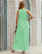 Vestidos longos de chiffon plus size para mãe da noiva, vestido formal de madrinha de casamento, 28019 