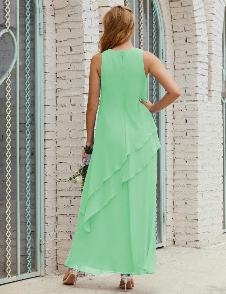 Vestidos longos de chiffon plus size para mãe da noiva, vestido formal de madrinha de casamento, 28019 