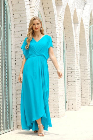 Numbersea  Mother of The Bride Dresses Plus Size V-Neck Floor Length Formal Prom Dress for Wedding Guest 28020