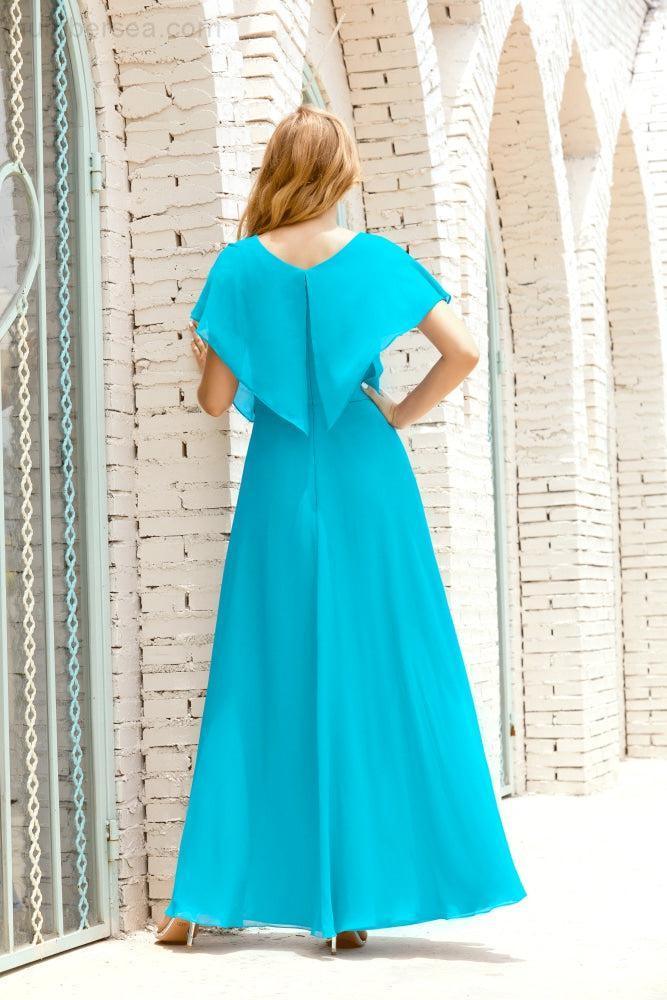 Numbersea  Mother of The Bride Dresses Plus Size V-Neck Floor Length Formal Prom Dress for Wedding Guest 28020