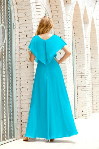 Numbersea  Mother of The Bride Dresses Plus Size V-Neck Floor Length Formal Prom Dress for Wedding Guest 28020