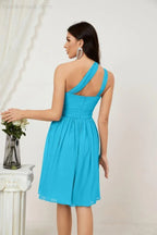Vestido de dama de honor corto de chiffon de un hombro Numbersea para mujer Vestidos formales para fiesta y regreso a casa 2804